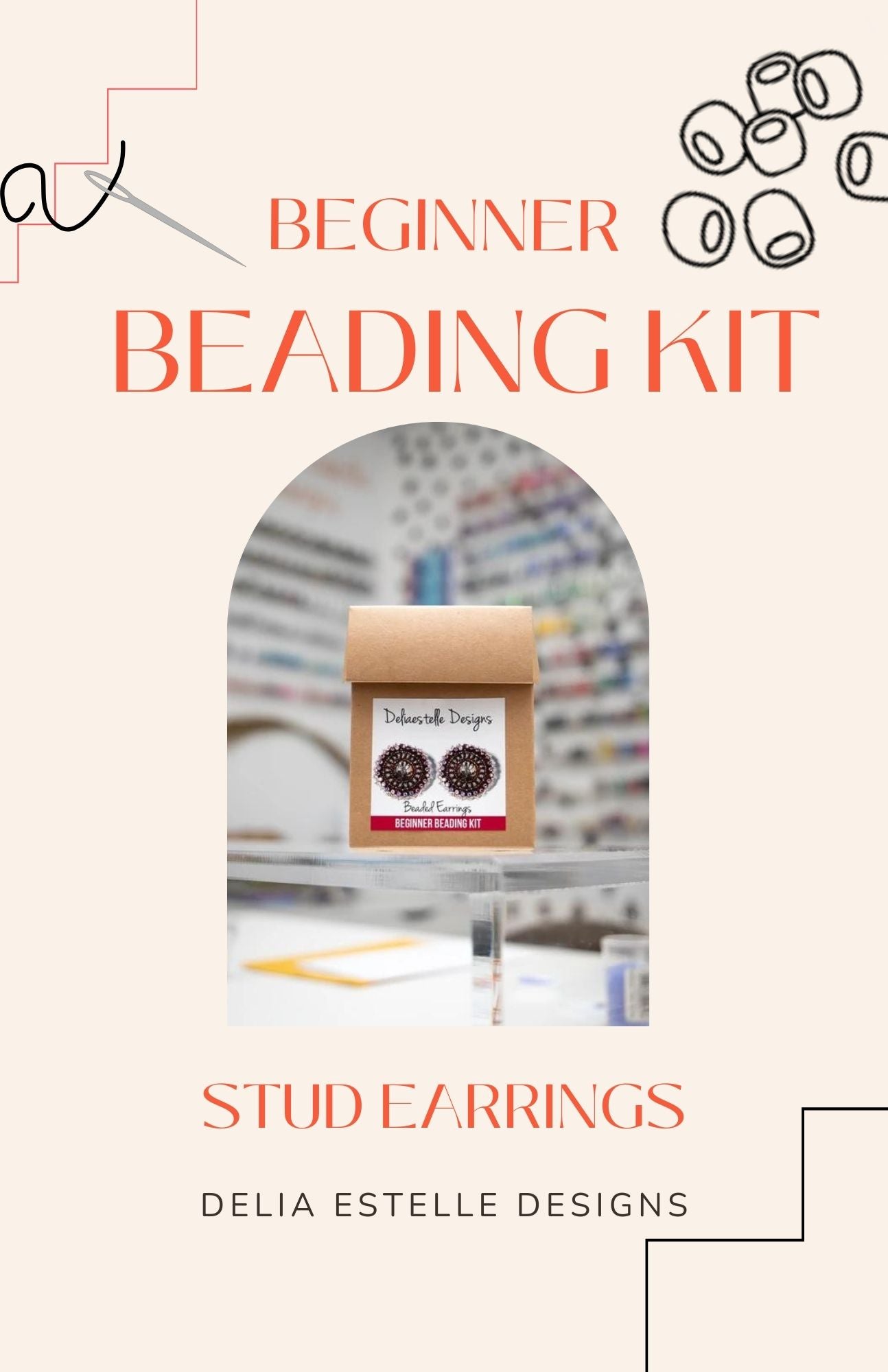 Beginner Beading kit - Beaded Stud Earrings